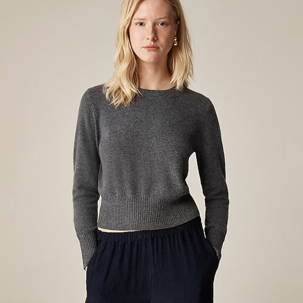 J. Crew Cashmere shrunken crewneck sweater
